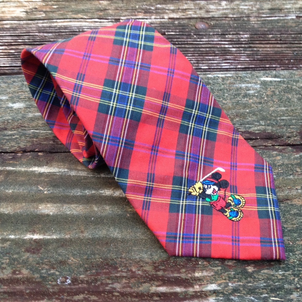 Disney Mickey Mouse Golf Plaid Men's Necktie